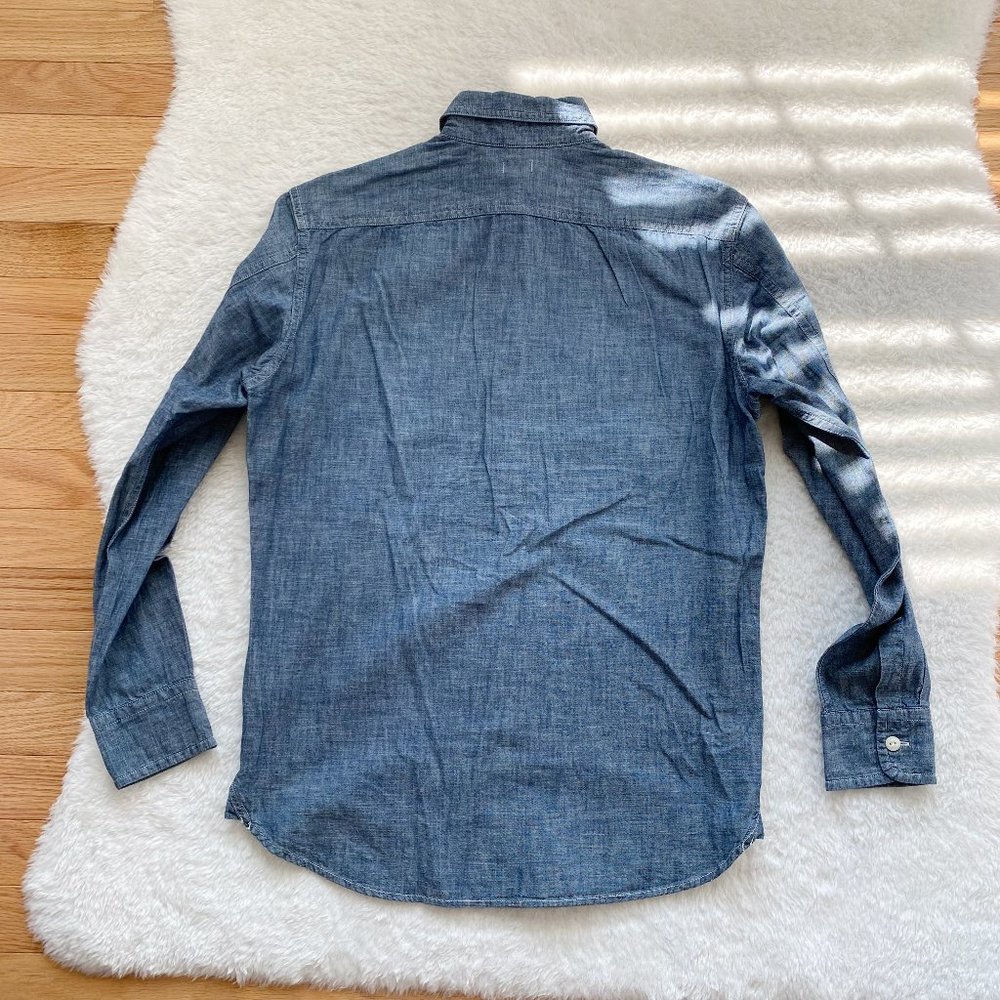 Uniqlo NWOT Men's Denim Utility Long-Sleeve Shirt, Blue Denim Classic, S/M - Picture 5 of 10